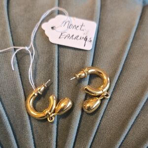 Monet Gold Drop Hoop Earrings